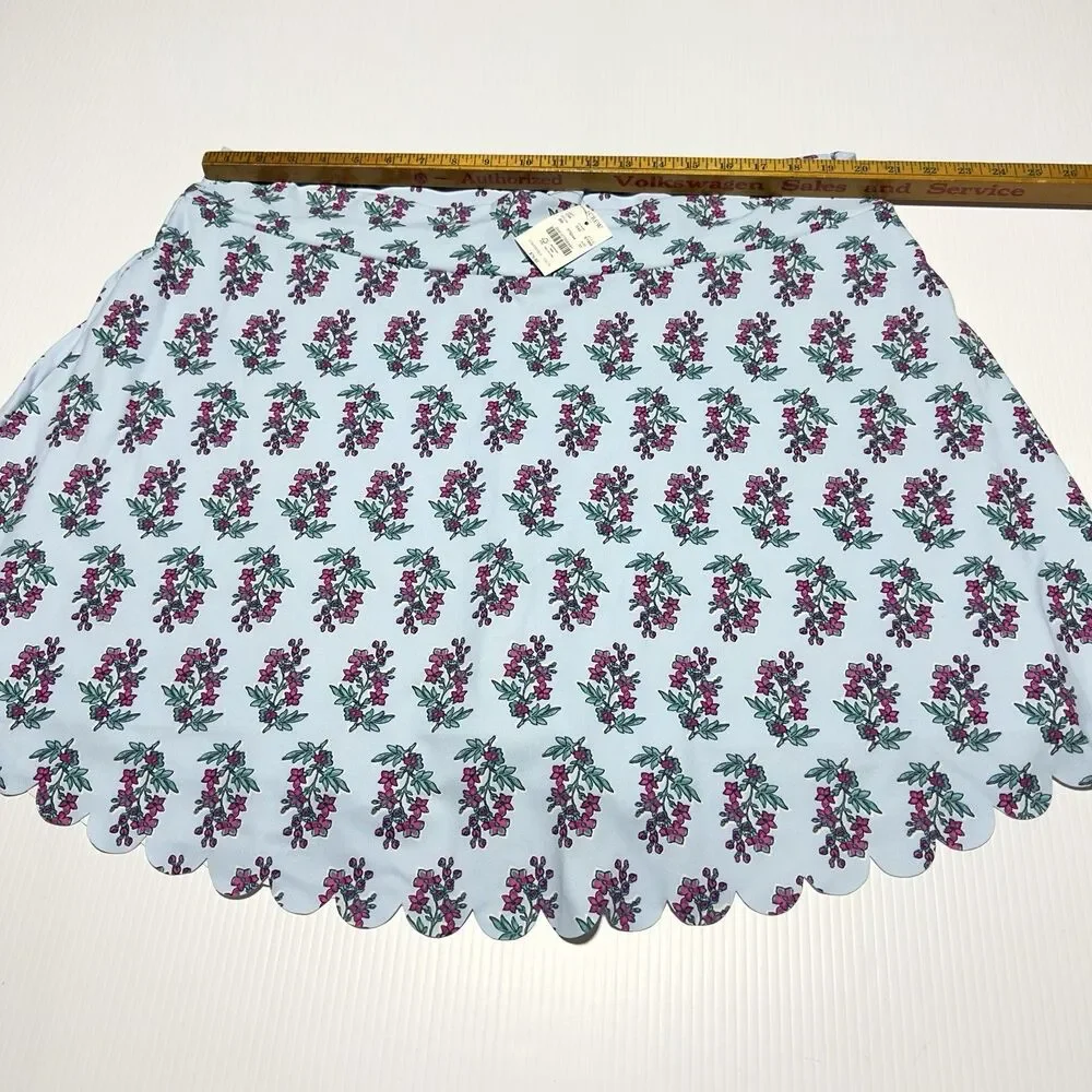 J. Crew Factory Blue Floral Printed Scalloped Hem Active Skort Size 3X NWT